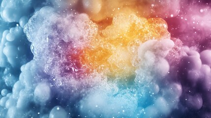 Fototapeta premium Colorful abstract bubble formation immersed in a dreamy atmospheric space with ethereal light effects and dynamic textures