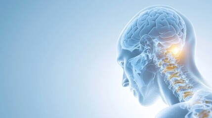 Illuminated brain within a human head, exploring the complexities of thought, cognition, and neural networks