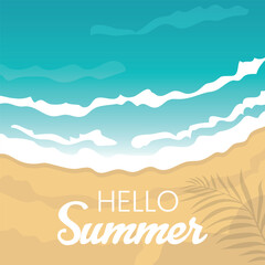 Hello summer, sun, summer vacation beach vacation, horizon banner.