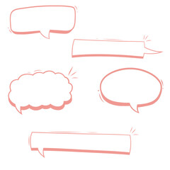 Vector set of soft red speech bubble with white background