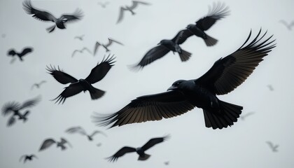 Obraz premium Flocking birds in flight open sky wildlife photography natural environment aerial view movement