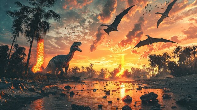 An educational illustration of the K-Pg boundary, representing the mass extinction event between the Cretaceous and Paleogene periods.