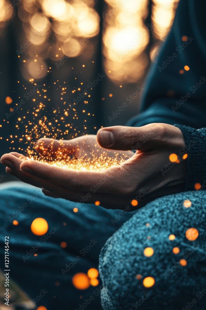 Aufkleber exploring the ethereal connection between mind and nature: a journey of magic and tranquility in the