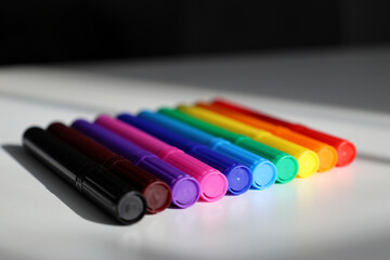 Colorful Markers Set in a Rainbow Arrangement