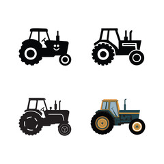 Set of Tractor Vector Art, Icons, and Graphics Design (9)