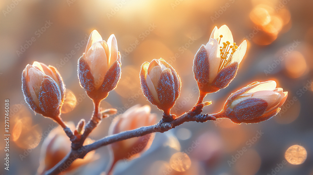 Wall mural  soft golden light buds