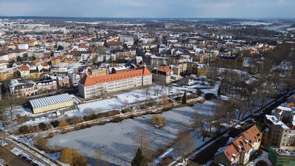 Schnee in Wittenberg - Am Schwanenteich