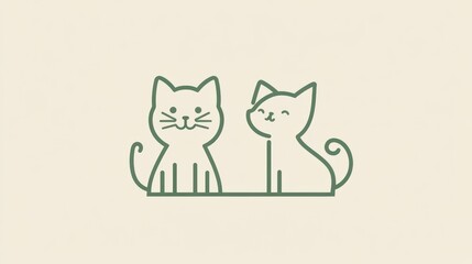 Obraz premium Two cartoon cats, side by side, for kids' print design