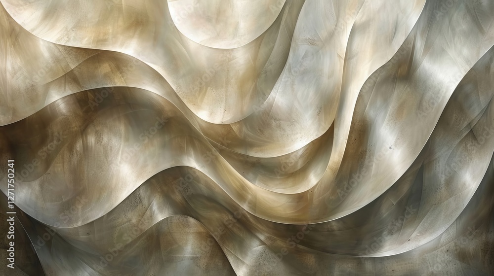 Poster this composition features abstract textured forms resembling natural elements. the muted color palet