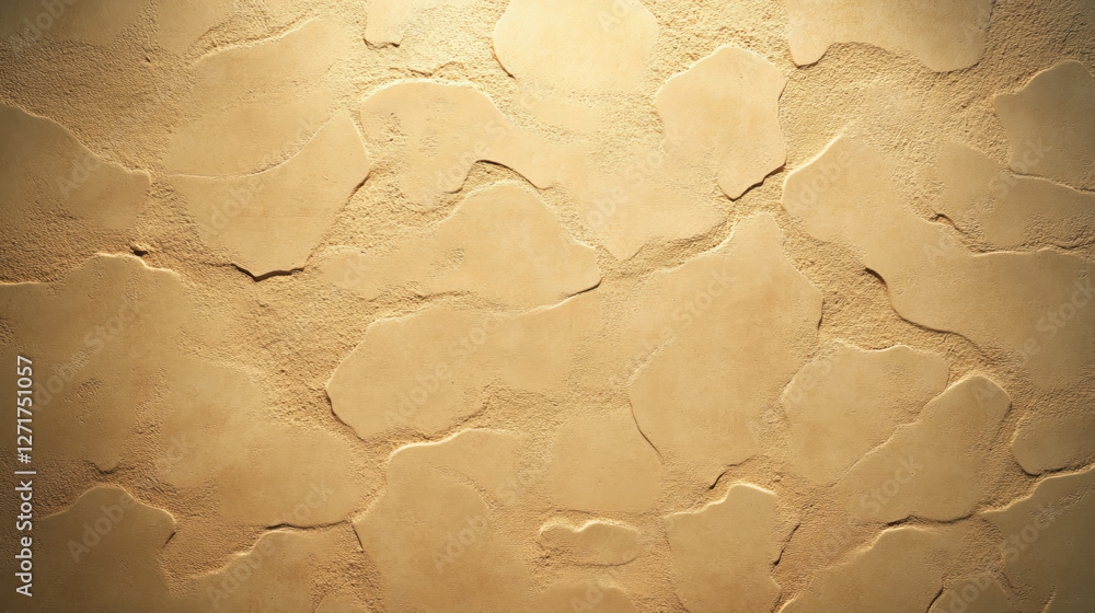 Poster textured wall surface with warm beige color and irregular patterns, creating natural and rustic feel