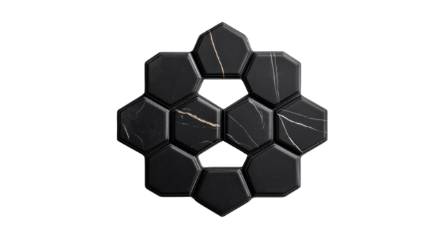 A black and white image of a hexagonal pattern