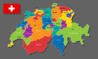 Vector map of Switzerland