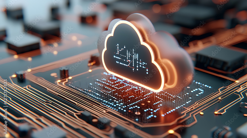 Aufkleber cloud technology innovations digital landscape conceptual art high-tech environment futuristic view 