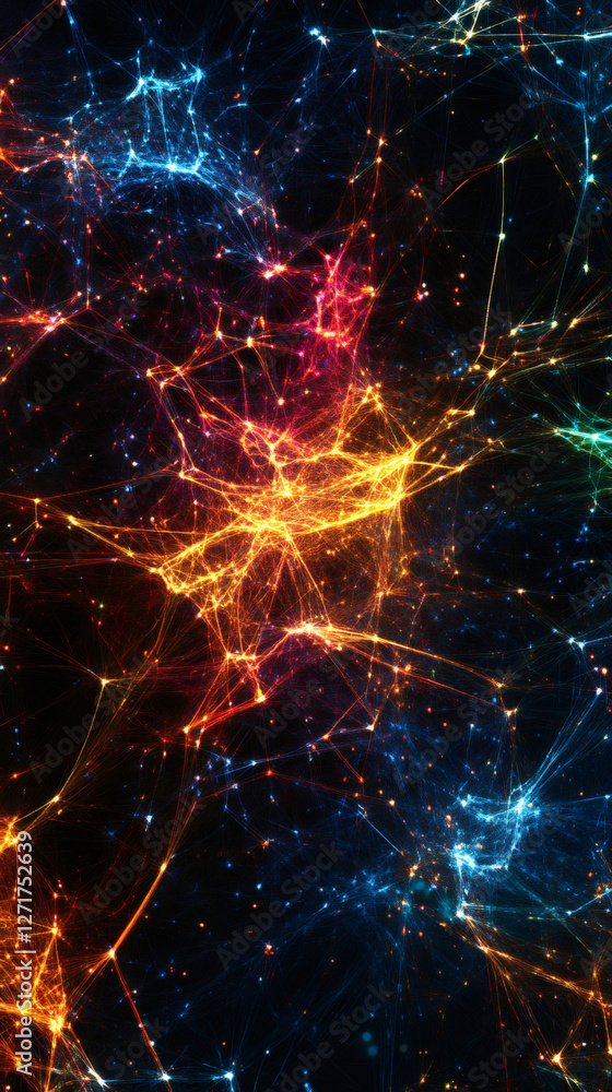 Leinwandbilder abstract representation of cosmic web, showing interconnected network of filaments and nodes spannin