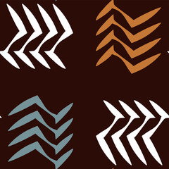 The modern zigzag seamless geometric pattern composed of small squares arranged in a grid. Each square contains wavy lines vector