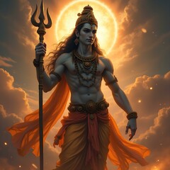 Fototapeta premium Mahakal, lord shiva with his trident
