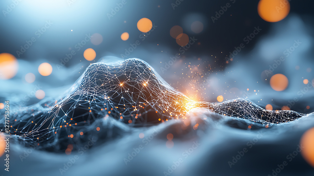 Poster futuristic data visualization cloud environment digital art abstract glowing technology conceptual v