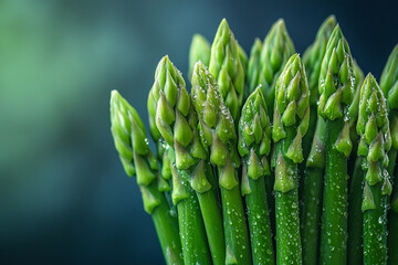 Vibrant Asparagus Spears with Fresh Dewdrops on a Moody Backdrop
