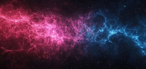 Obraz premium A stunning cosmic nebula featuring vibrant pink and blue colors against a dark backdrop.