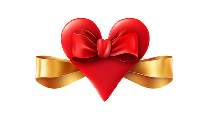 Red Heart with Gold Ribbon Bow Romantic Gift Design