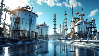 Obraz premium modern oil and gas facility with reflective metal design 