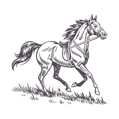 Running Horse Line Art - Minimalist Design with Motion-Suggesting Flowing Mane