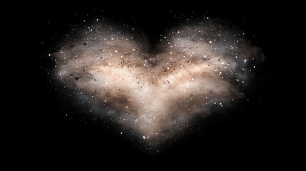 A beautiful heart-shaped galaxy filled with stars and cosmic dust against a black background.