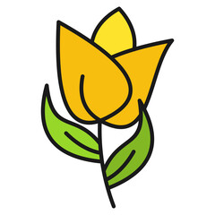 Yellow Tulip Icon For Design Elements
