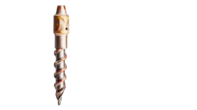 A rusty screwdriver with a spiral handle