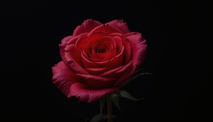 Single rose petal on deep black background, delicate rose petal, black background rose, romantic rose petal, elegant flower petal