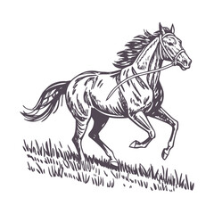 Running Horse Line Art - Minimalist Design with Motion-Suggesting Flowing Mane
