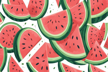 Slice of falling watermelon with water splash, advertising concept, isolated on transparent background

