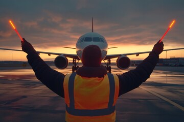 crew show the road to airplane