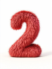 Bright and fluffy number two stands out with vibrant color on a clean white background