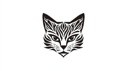 Obraz premium Stylized cat head, artistic design, graphic element, vector art, for use in logo or graphic design