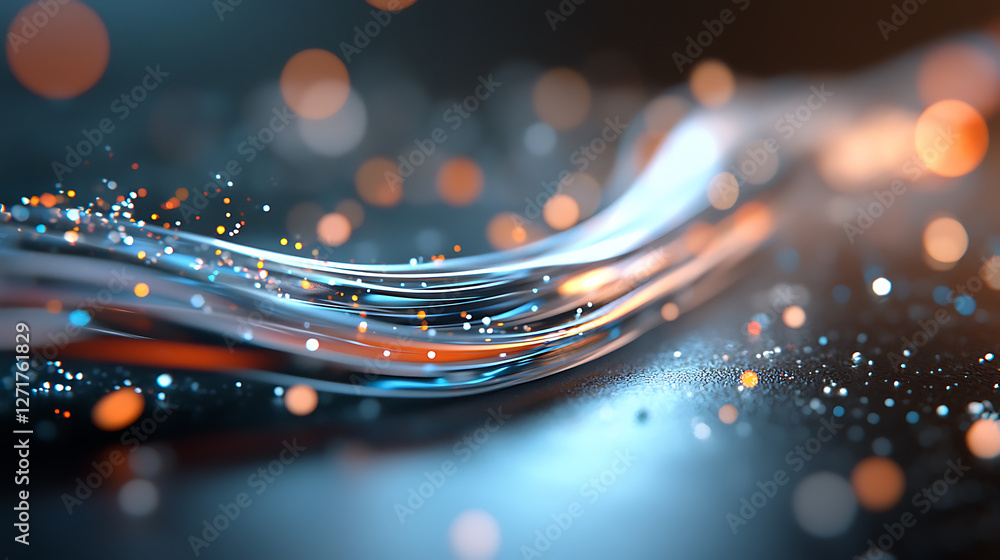 Poster illuminated data flow futuristic cloud computing systems digital landscape technology environment ab
