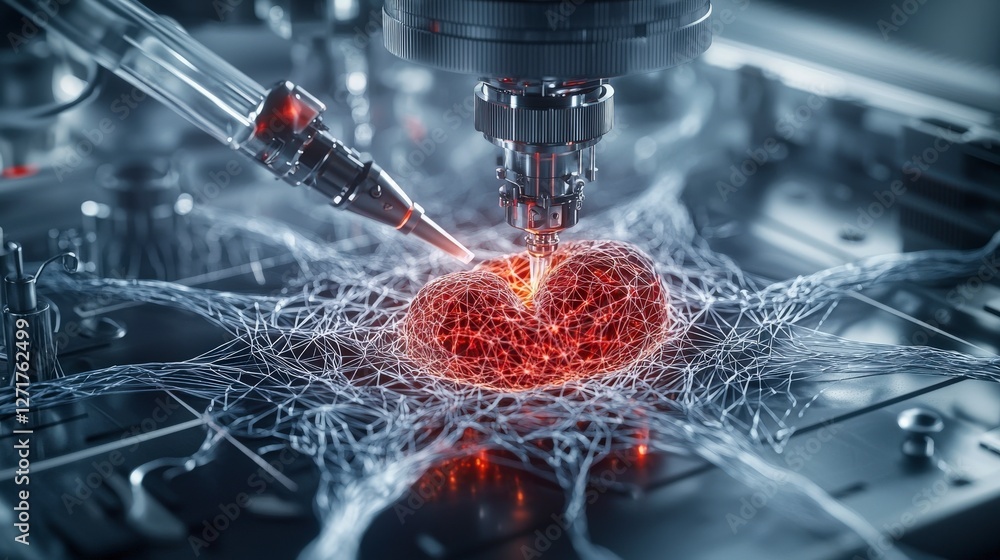 Aufkleber scientific environment showcasing innovative artificial organ development in a futuristic high-tech 