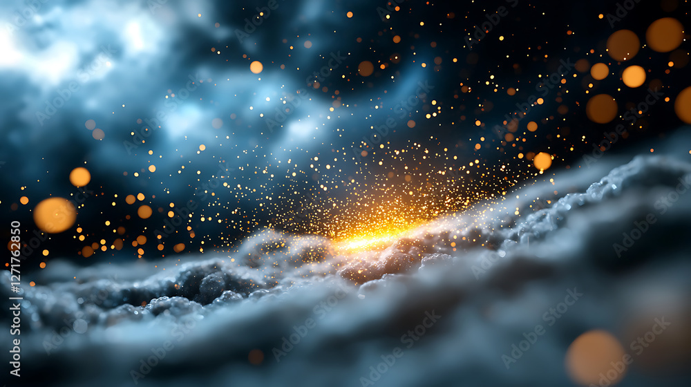 Poster futuristic cloud data streaming illuminated by big data digital environment abstract concept sci-fi 