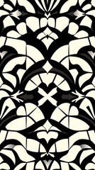 A geometric seamless pattern with repeating abstract shapes in a bold Art Deco style, using a monochromatic palette of black and white, with sharp lines and high contrast, a.