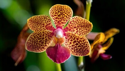 The camera is focusing on a Leopard Orchid