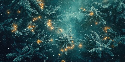 Fototapeta premium Snowy Forest with Lights