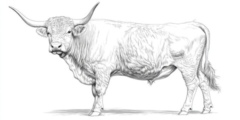 Bull with Long Horns
