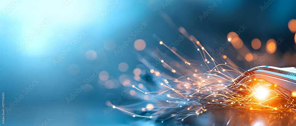 Poster dynamic industrial innovation futuristic factory floor digital content high-tech environment close-u
