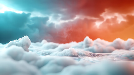 Dynamic cloud computing environment futuristic digital landscape 3d visualization glowing technology aerial perspective creative concept for innovation