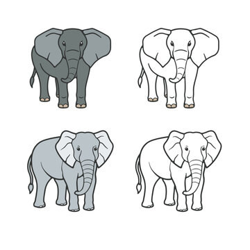 Elephant Silhouette vector illustration art design image. Elephant shadow hand drawn. Animal Elephant Silhouettes vector illustration. Elephant Artwork Vector Design set isolated on white background