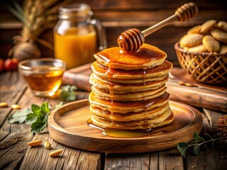 Delicious Homemade Hoe Cakes with Honey Drizzle - Rustic Southern Breakfast