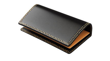 Elegant black leather business card holder.
