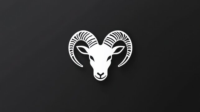 Ram's head graphic, simple design,  suitable for logos or backgrounds