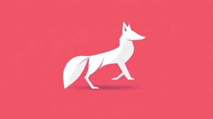 Simple white fox graphic design on pink background