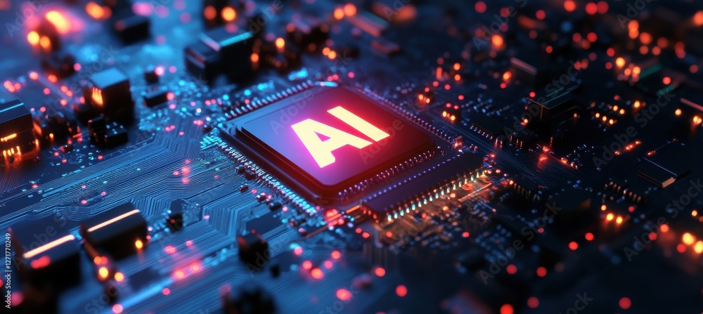 Poster a vibrant microchip featuring 
